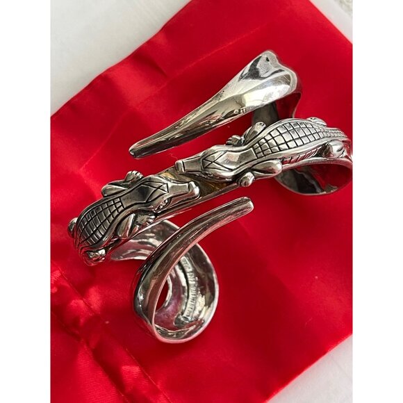 BARRY KIESELSTEIN CORD Sterling Alligator Cuff Bracelet with Diamond Eyes Vintag - Picture 2 of 9